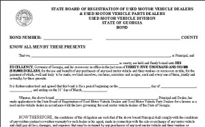 Georgia dealer bond form example